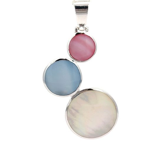 Triple circle mother-of-pearl celestial pendant SPD4046 - FJewellery