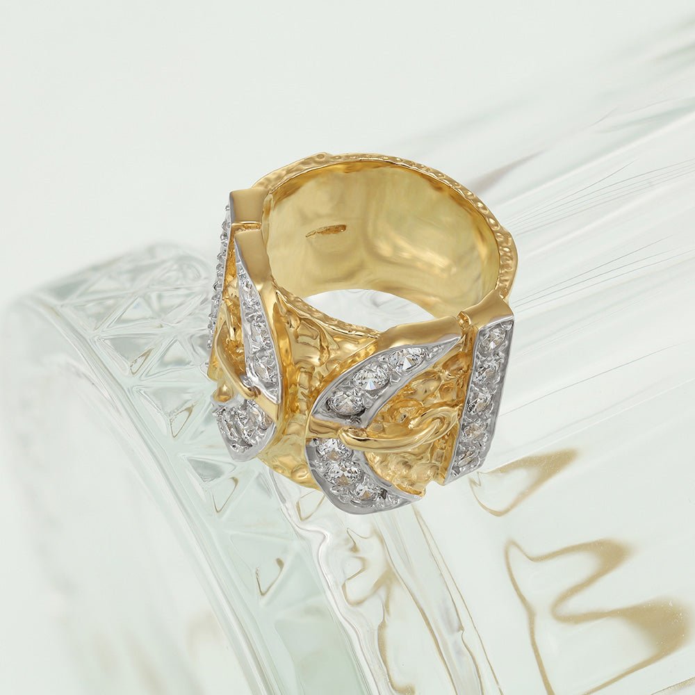 Yellow Gold CZs Buckle Gents Ring 111636 - FJewellery