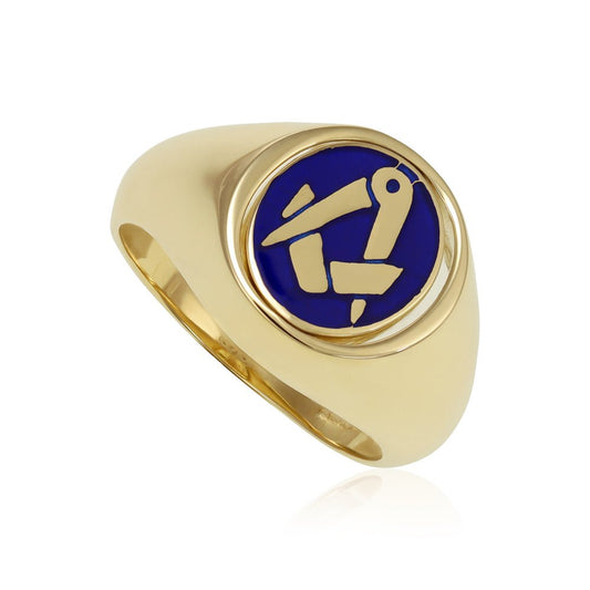 Yellow Gold Masonic Swivel OVAL Signet Ring 111638 - FJewellery