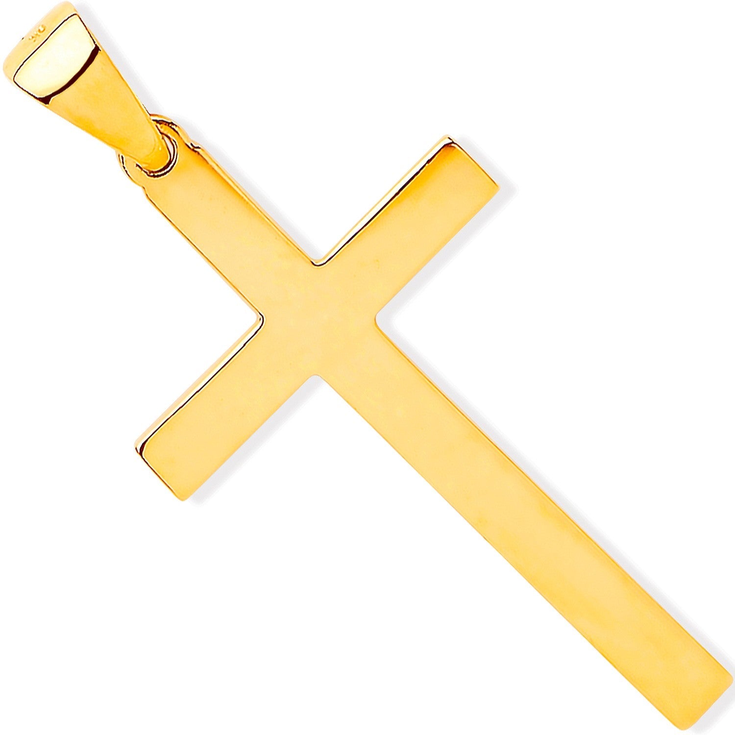 Yellow Gold Solid Large Plain Cross - FJewellery