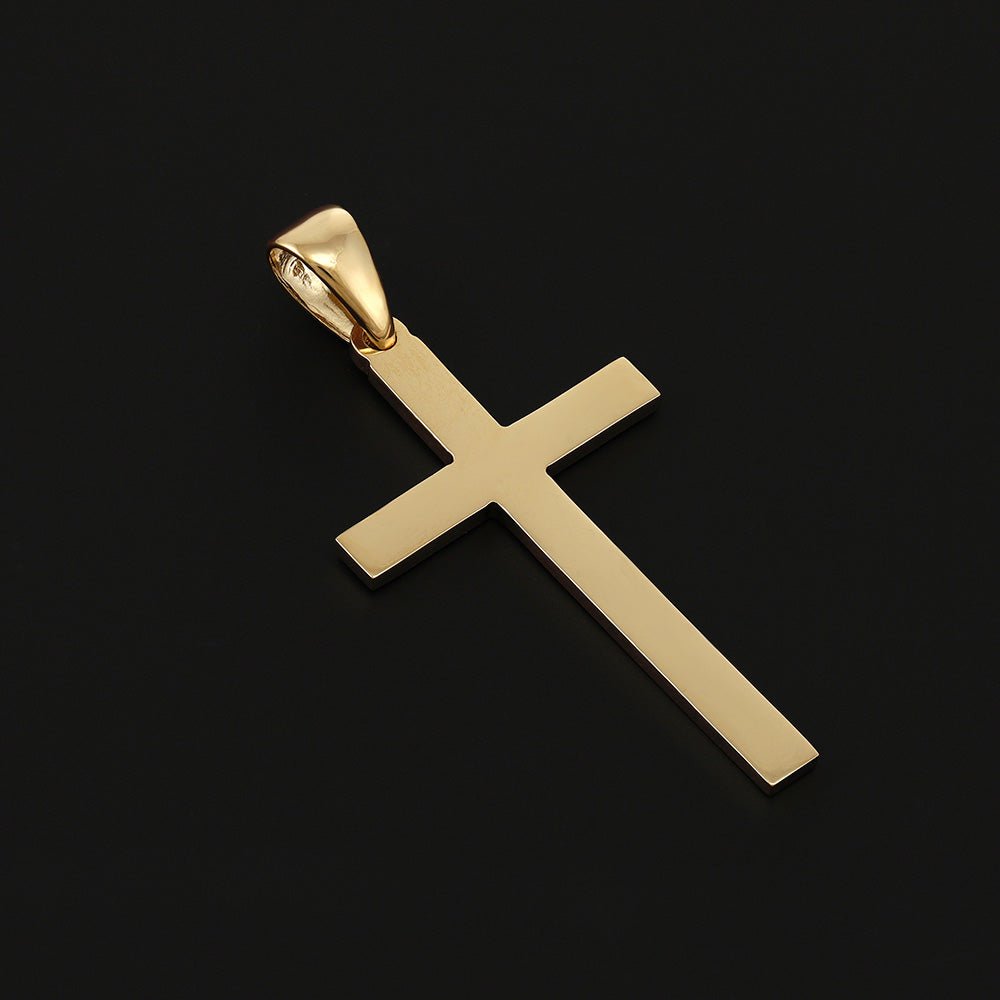 Yellow Gold Solid Large Plain Cross - FJewellery