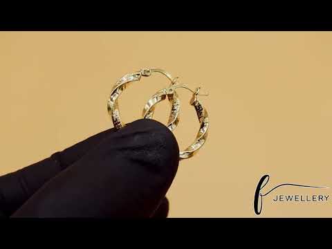 14ct Gold 22mm Twisted Design Hoop Earrings - FJewellery