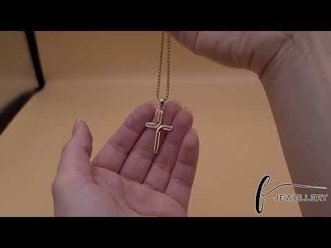 14ct Gold Abstract Design Cross Pendant - 39mm - FJewellery