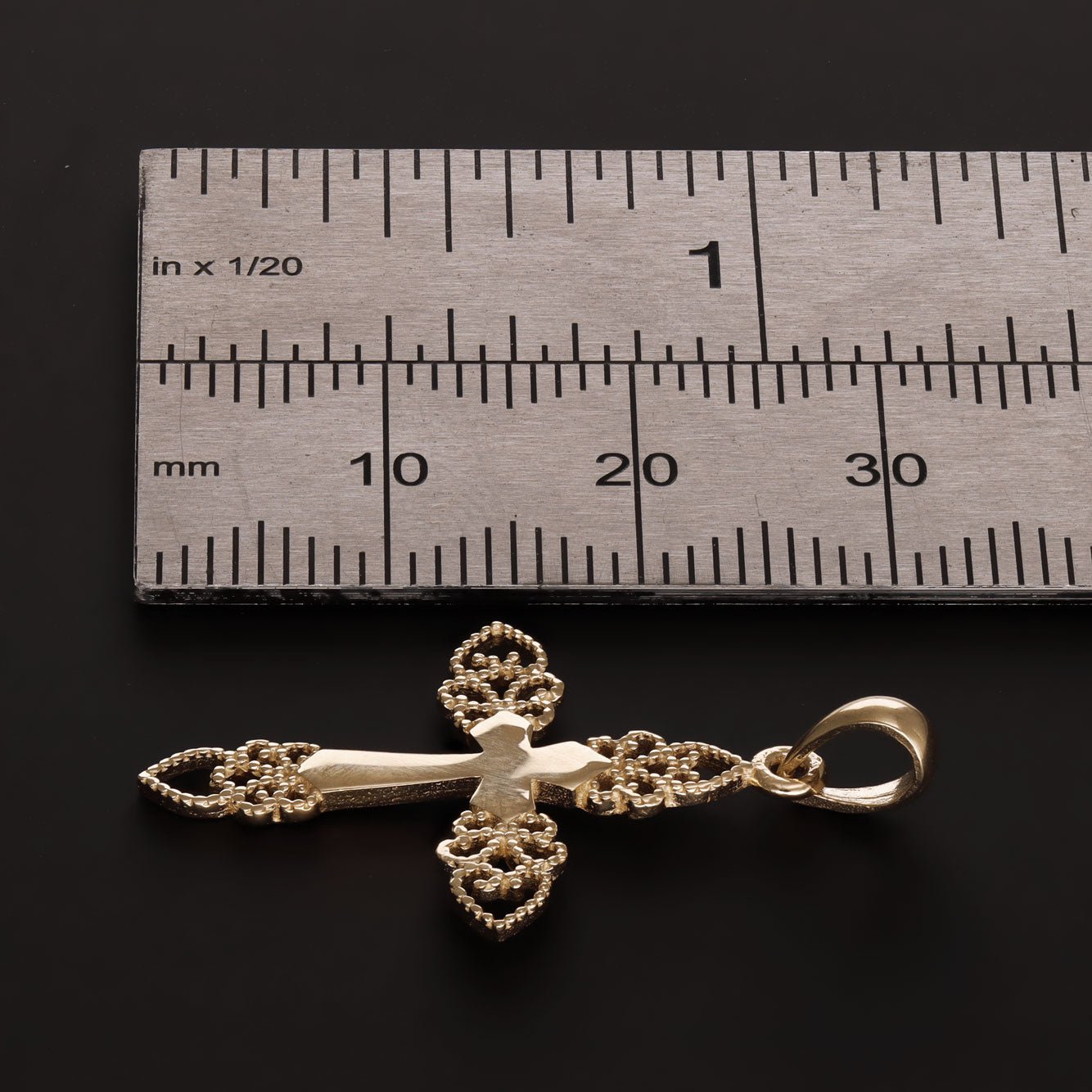 14ct Gold Abstract Double Cross Design Pendant - 31mm - FJewellery
