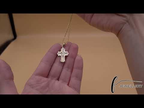 14ct Gold Abstract Double Cross Design Pendant - 32mm - FJewellery