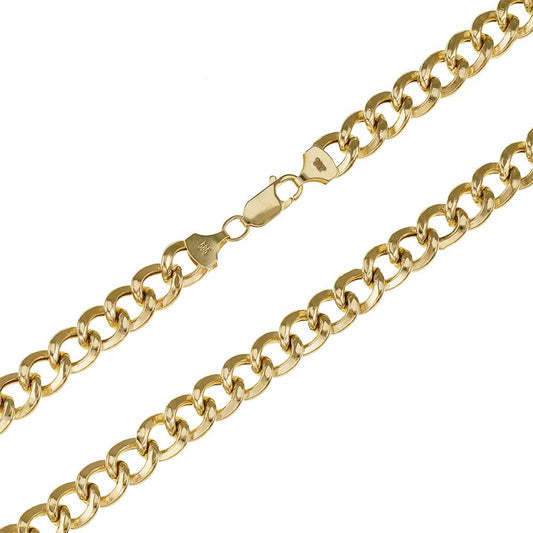 14ct Gold Curb Chain - 8.6mm - 25.5 Inches - FJewellery