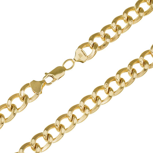 14ct Gold Curb Chain - 9.5mm - 26 Inches - FJewellery