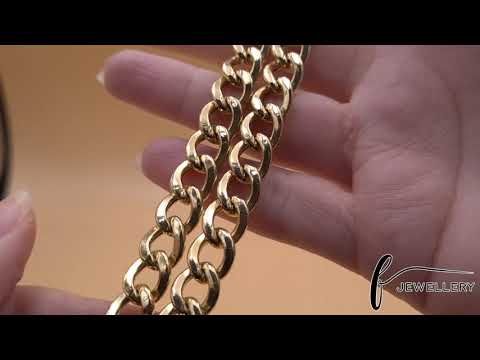 14ct Gold Curb Chain - 9.5mm - 26 Inches - FJewellery