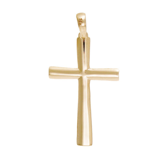 14ct Gold Curved Cross Pendant - 43mm - FJewellery
