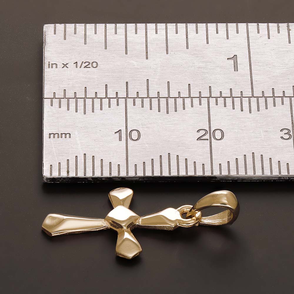 14ct Gold Faceted Cross Pendant - 23mm - FJewellery