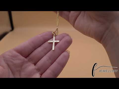 14ct Gold Gem-Set Classic Cross Pendant - 29mm - FJewellery