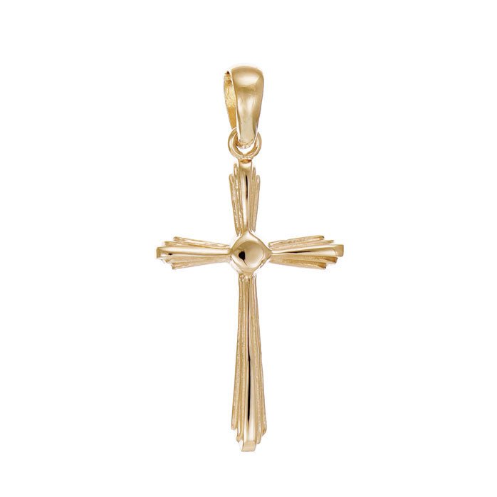 14ct Gold Geometrical Cross Pendant - 37mm - FJewellery