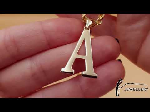 14ct Gold Initial Pendant Letter A - 32mm - FJewellery