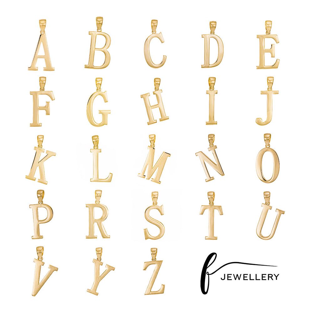 14ct Gold Initial Pendant Letter A - 32mm - FJewellery