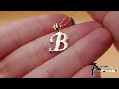 14ct Gold Initial Pendant Letter B - 17mm - FJewellery