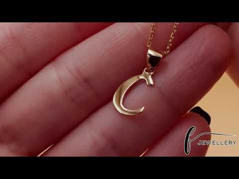 14ct Gold Initial Pendant Letter C - 16mm - FJewellery