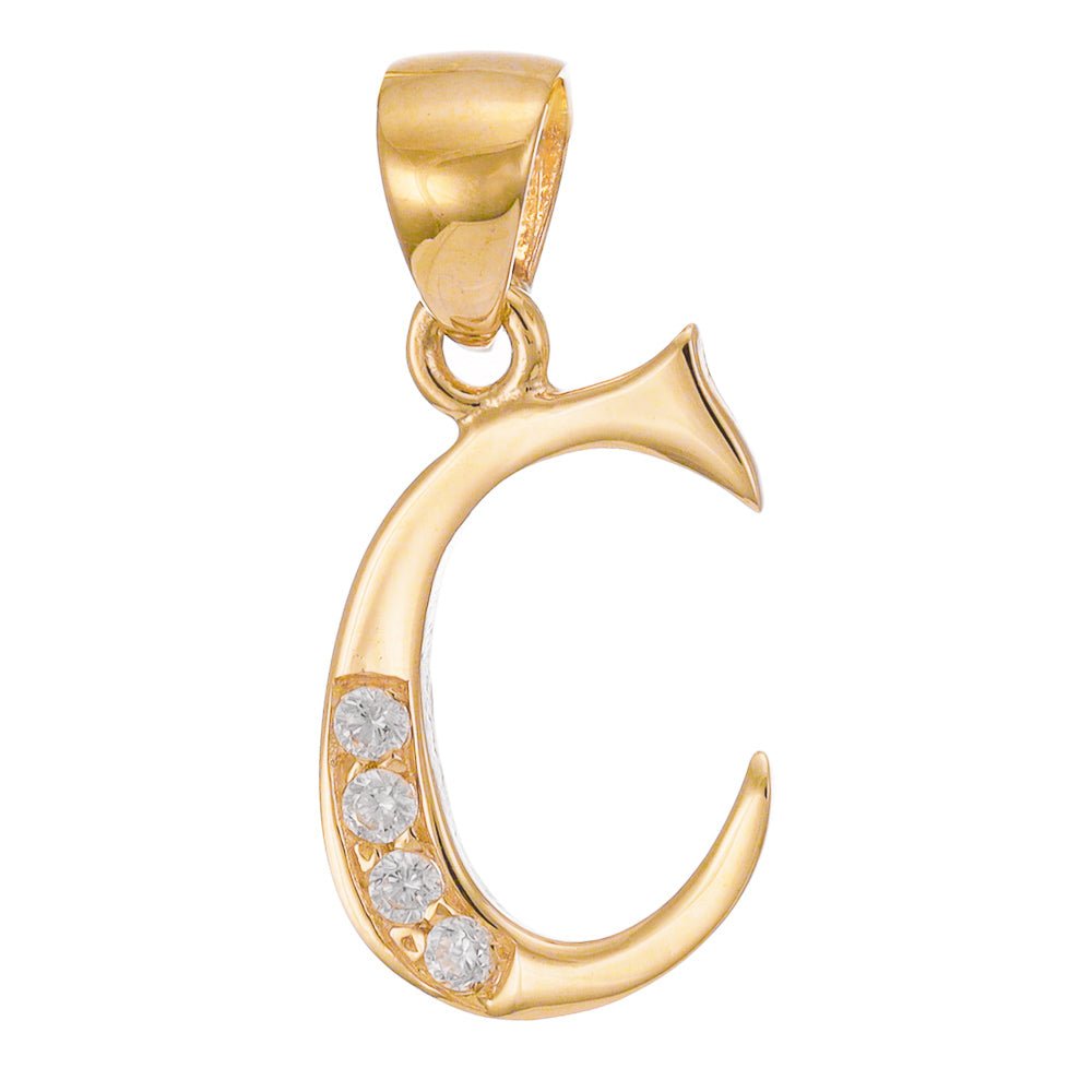 14ct Gold Initial Pendant Letter C - 23mm - FJewellery