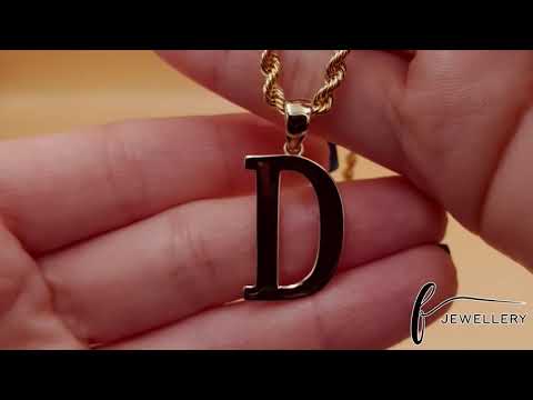 14ct Gold Initial Pendant Letter D - 32mm - FJewellery