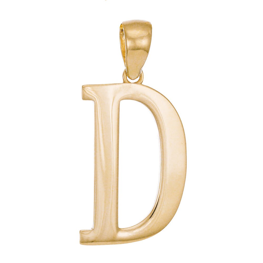 14ct Gold Initial Pendant Letter D - 32mm - FJewellery