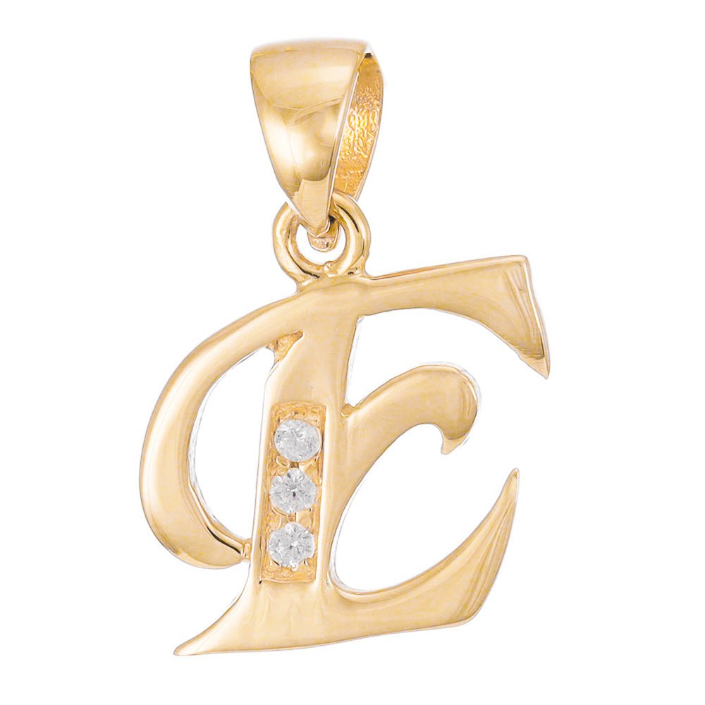 14ct Gold Initial Pendant Letter E - 21mm - FJewellery