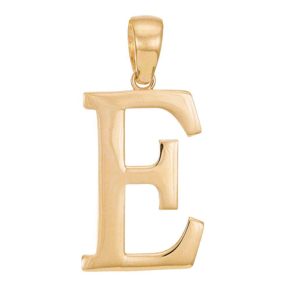 14ct Gold Initial Pendant Letter E - 32mm - FJewellery