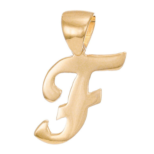 14ct Gold Initial Pendant Letter F - 18mm - FJewellery