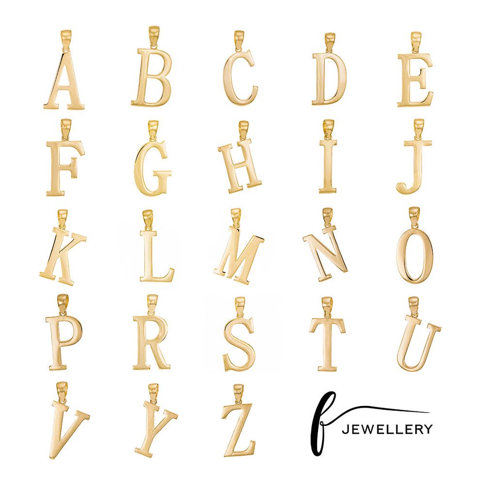 14ct Gold Initial Pendant Letter F - 33mm - FJewellery