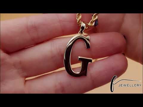 14ct Gold Initial Pendant Letter G - 33mm - FJewellery