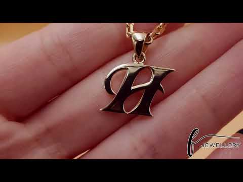 14ct Gold Initial Pendant Letter H - 21mm - FJewellery