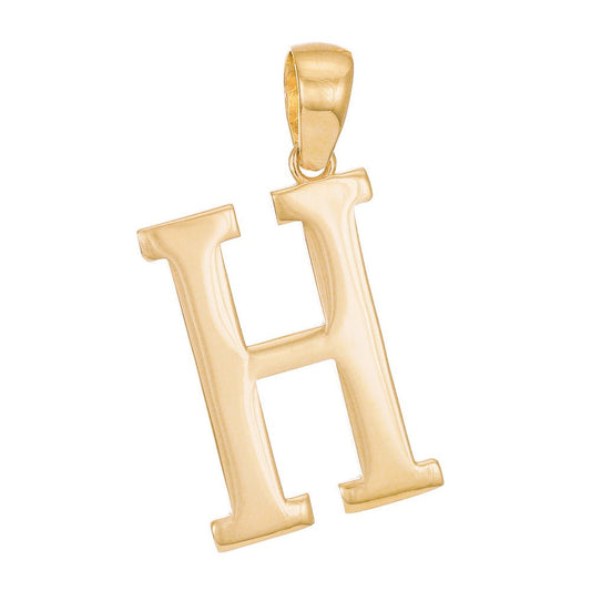 14ct Gold Initial Pendant Letter H - 32mm - FJewellery