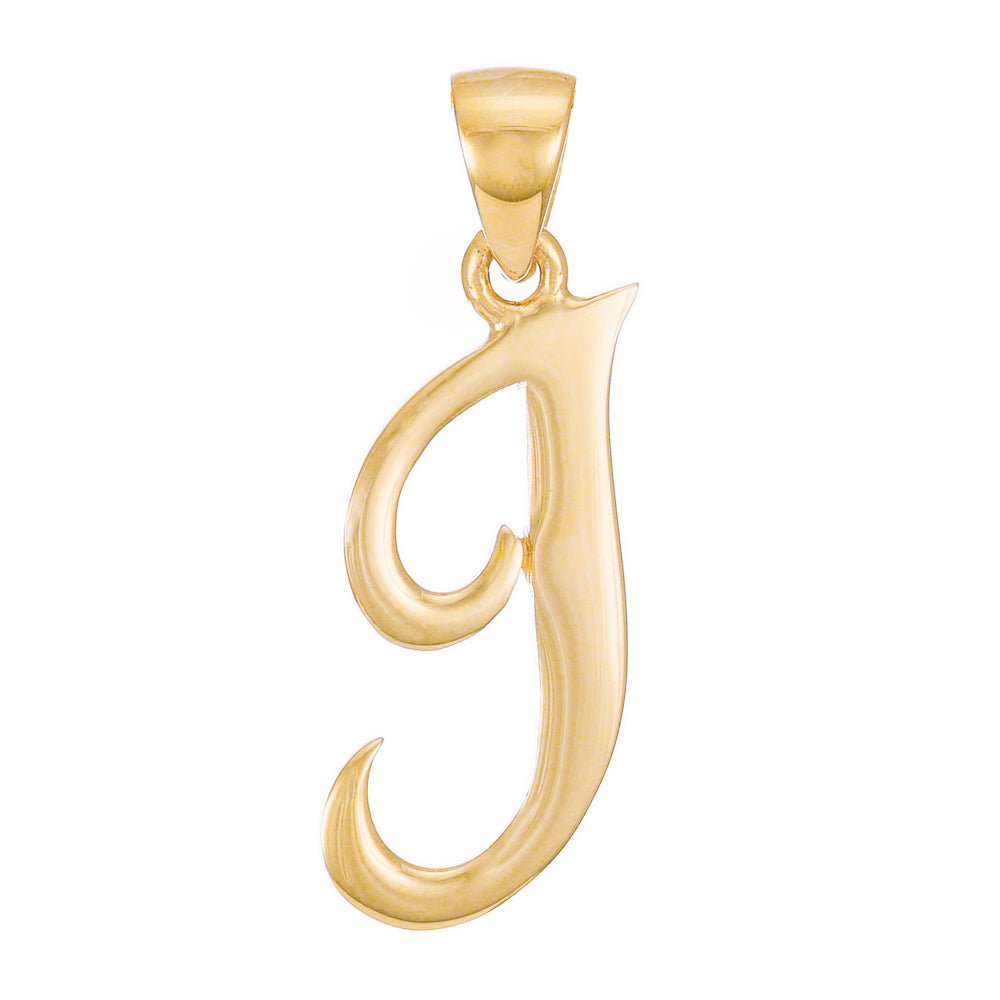 14ct Gold Initial Pendant Letter J - 28mm - FJewellery