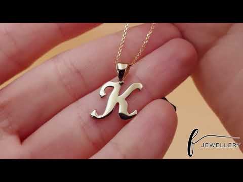 14ct Gold Initial Pendant Letter K - 17mm - FJewellery