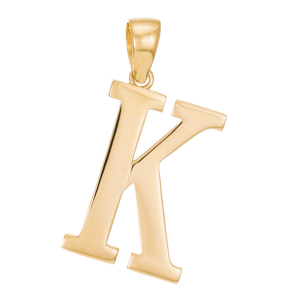 14ct Gold Initial Pendant Letter K - 32mm - FJewellery