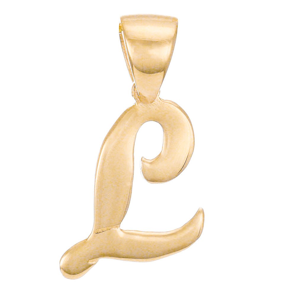 14ct Gold Initial Pendant Letter L - 18mm - FJewellery