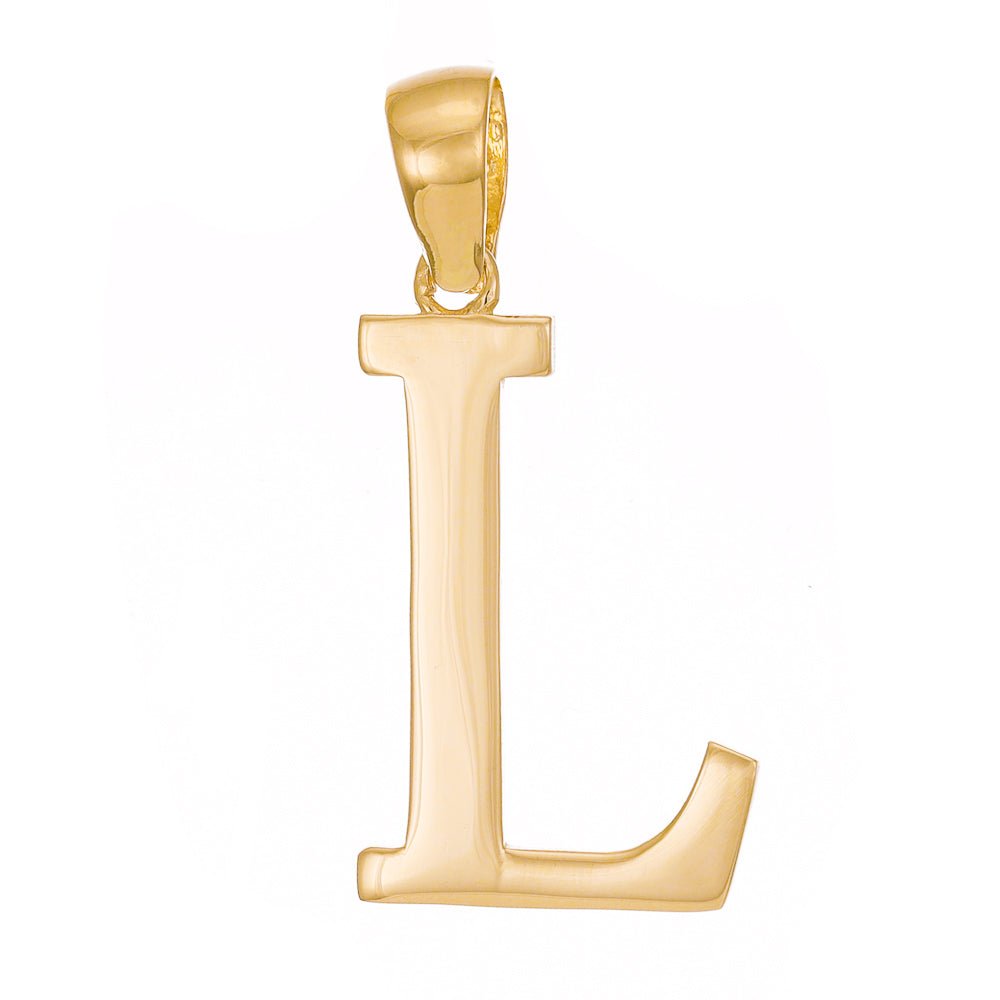 14ct Gold Initial Pendant Letter L - 33mm - FJewellery