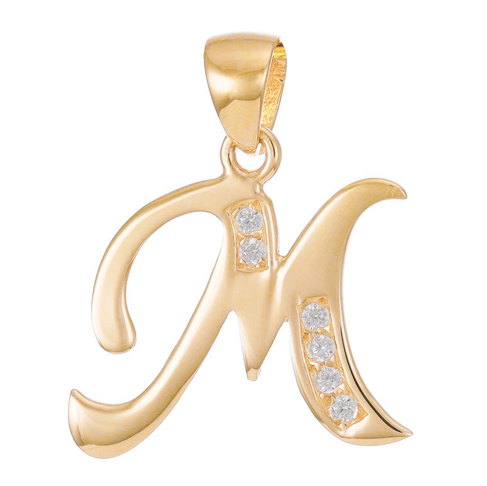 14ct Gold Initial Pendant Letter M - 23mm - FJewellery