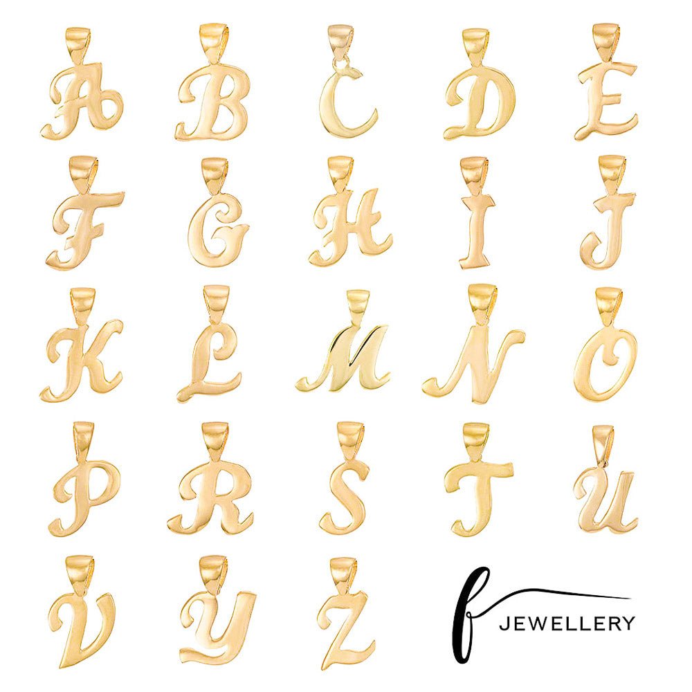 14ct Gold Initial Pendant Letter N - 18mm - FJewellery
