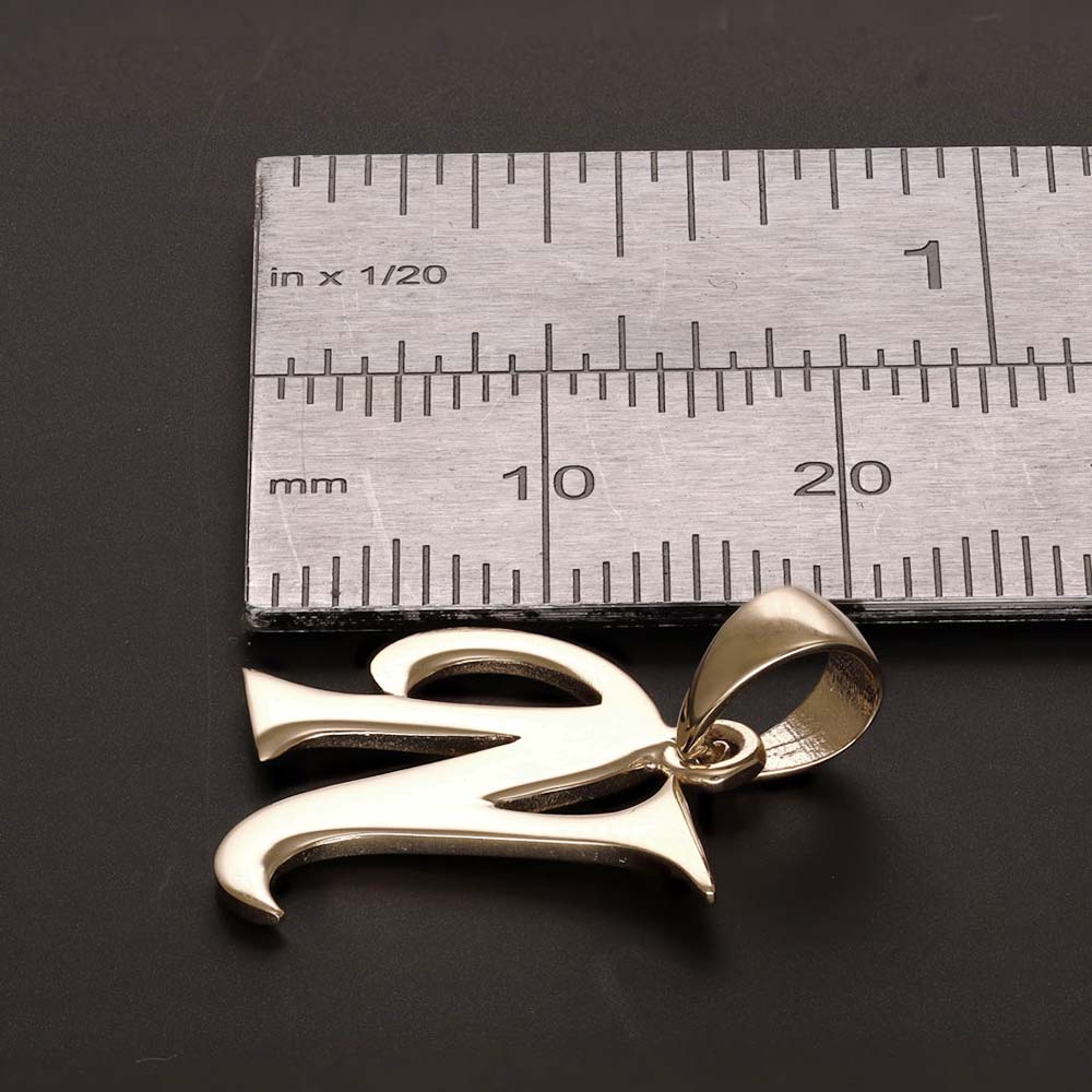 14ct Gold Initial Pendant Letter N - 22mm - FJewellery