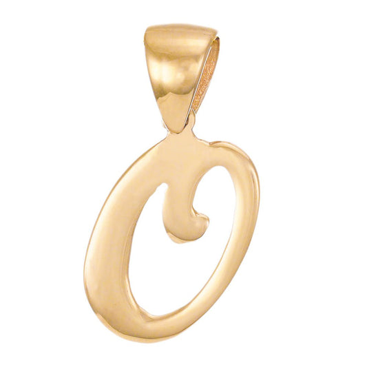 14ct Gold Initial Pendant Letter O - 18mm - FJewellery