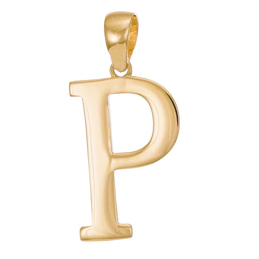 14ct Gold Initial Pendant Letter P - 32mm - FJewellery