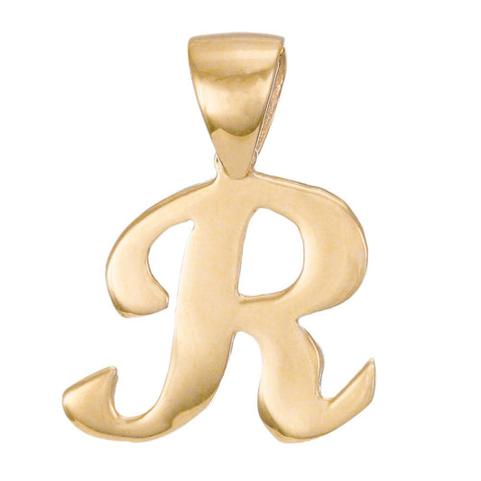 14ct Gold Initial Pendant Letter R - 18mm - FJewellery