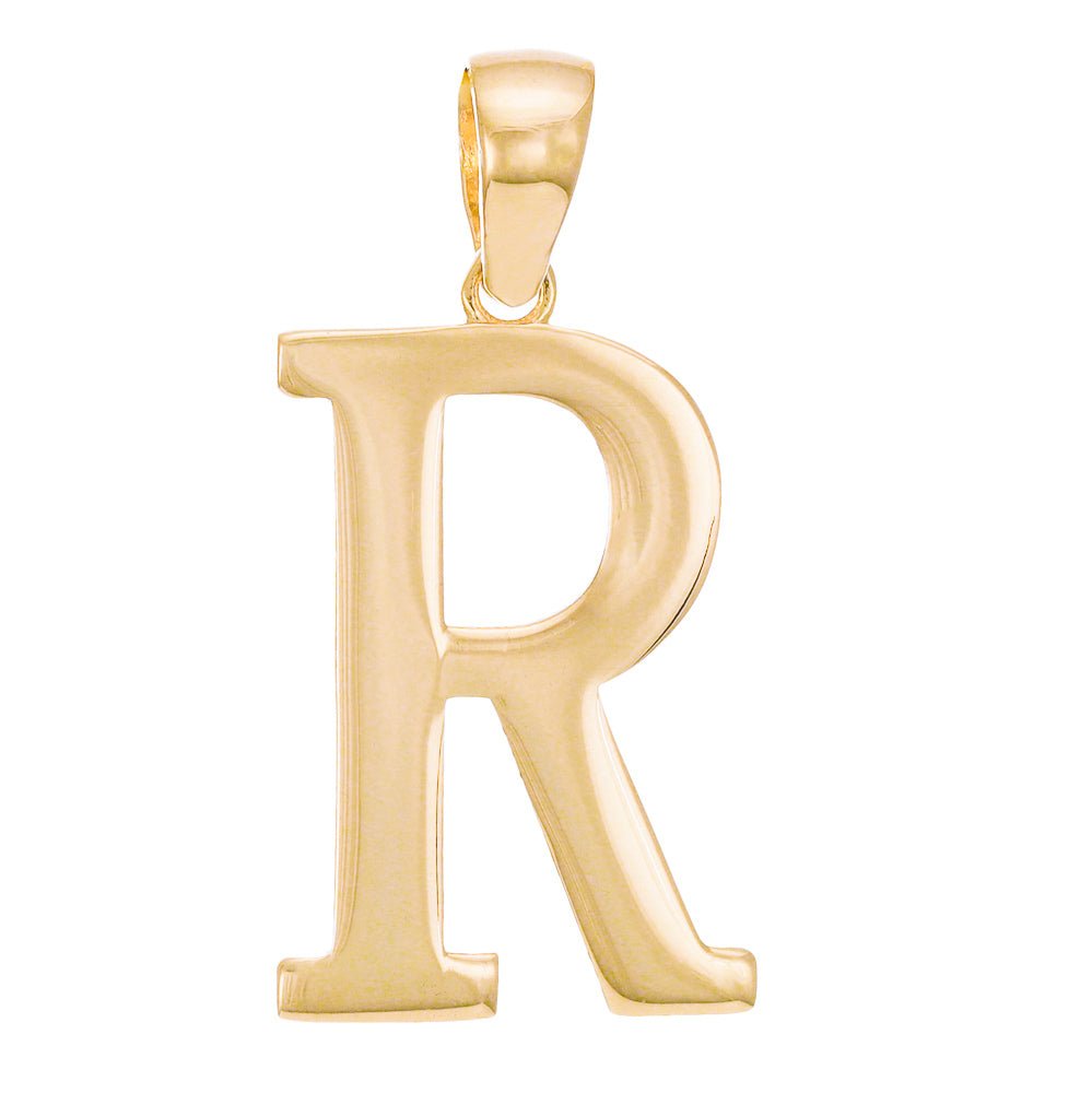 14ct Gold Initial Pendant Letter R - 32mm - FJewellery