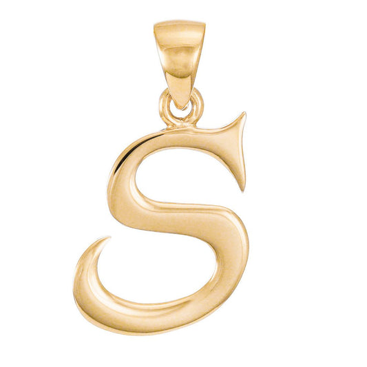 14ct Gold Initial Pendant Letter S - 25mm - FJewellery