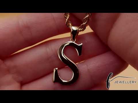 14ct Gold Initial Pendant Letter S - 32mm - FJewellery