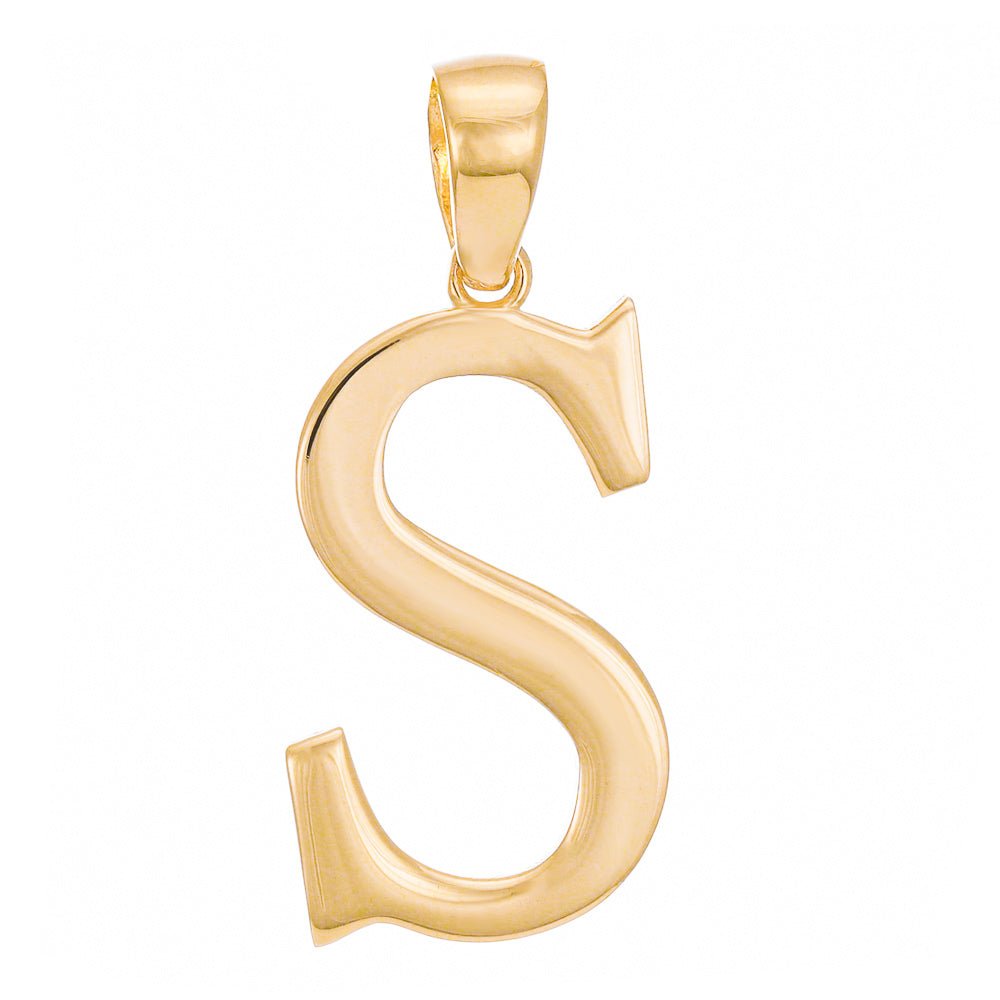 14ct Gold Initial Pendant Letter S - 32mm - FJewellery