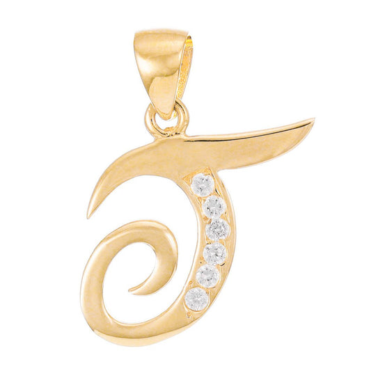 14ct Gold Initial Pendant Letter T - 24mm - FJewellery