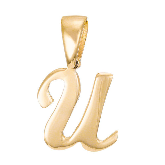 14ct Gold Initial Pendant Letter U - 17mm - FJewellery