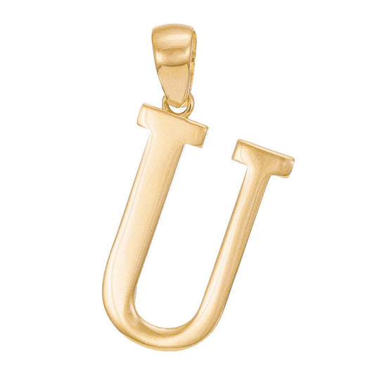 14ct Gold Initial Pendant Letter U - 33mm - FJewellery