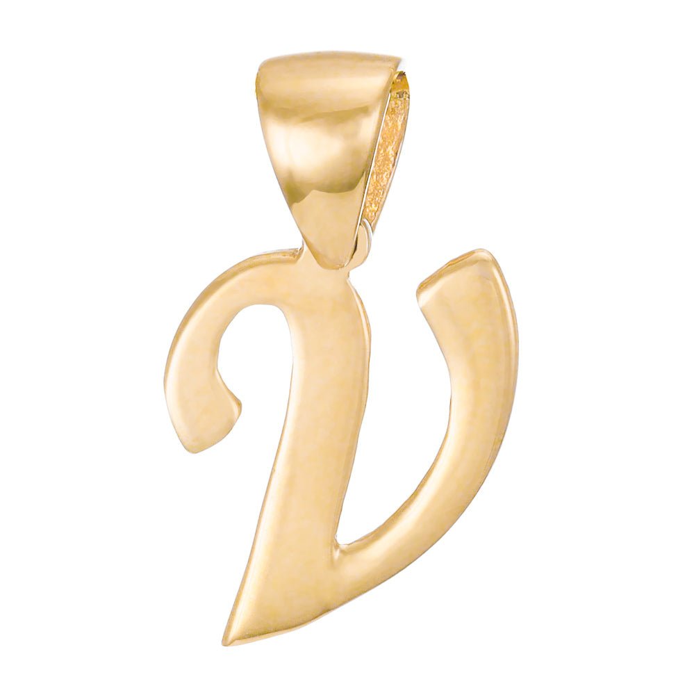 14ct Gold Initial Pendant Letter V - 19mm - FJewellery