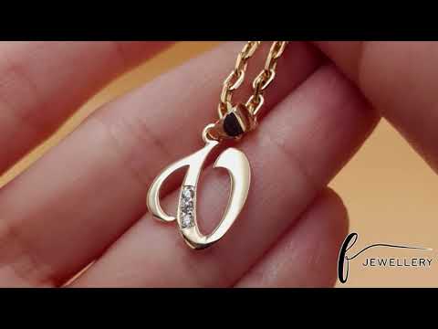 14ct Gold Initial Pendant Letter V - 24mm - FJewellery